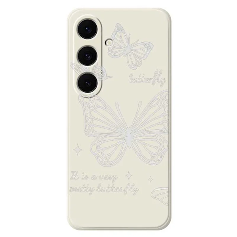 For Samsung Galaxy S25 FE Case Hollow Butterfly Pattern Printing Straight Edge TPU Phone Back Cover - Beige
