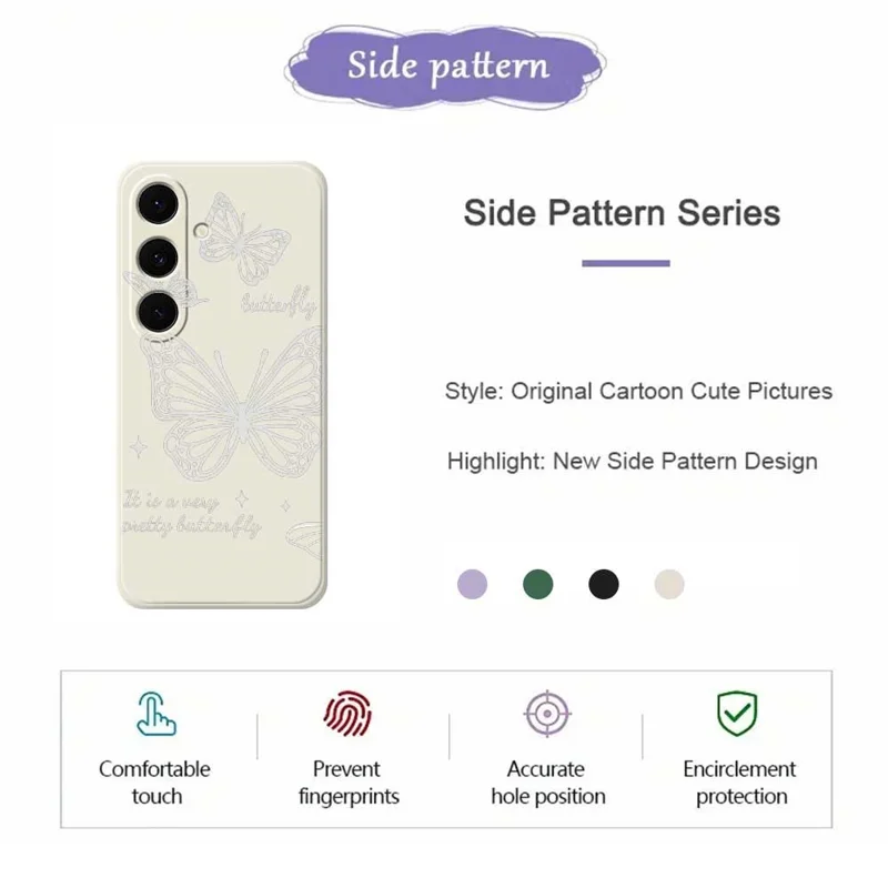 For Samsung Galaxy S25 FE Case Hollow Butterfly Pattern Printing Straight Edge TPU Phone Back Cover - Beige