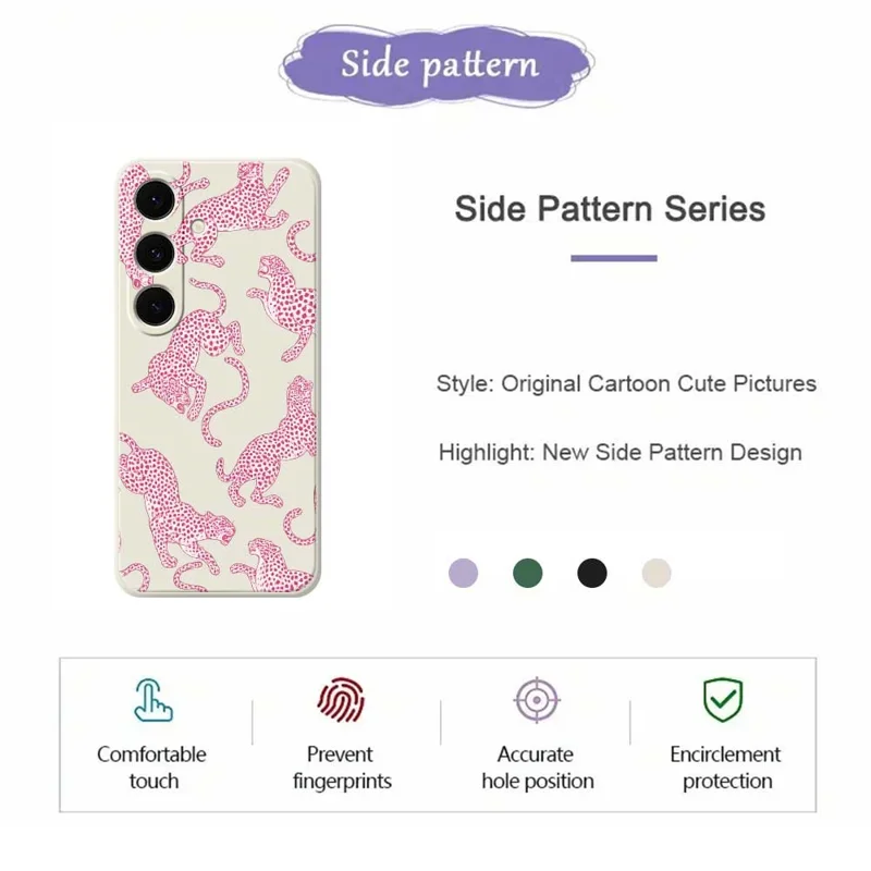 For Samsung Galaxy S25 FE Case Leopards Pattern Printing Straight Edge TPU Phone Back Cover - Beige