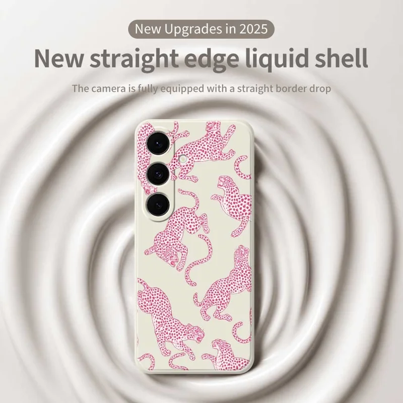 For Samsung Galaxy S25 FE Case Leopards Pattern Printing Straight Edge TPU Phone Back Cover - Beige