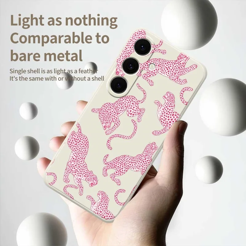 For Samsung Galaxy S25 FE Case Leopards Pattern Printing Straight Edge TPU Phone Back Cover - Beige