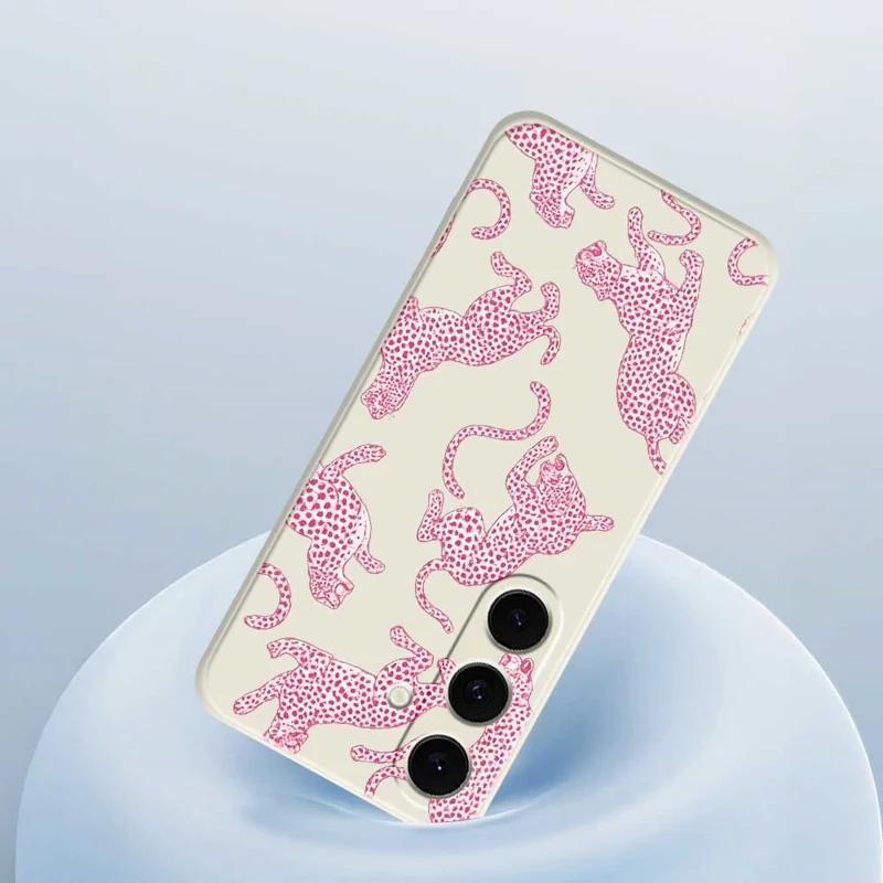 For Samsung Galaxy S25 FE Case Leopards Pattern Printing Straight Edge TPU Phone Back Cover - Beige