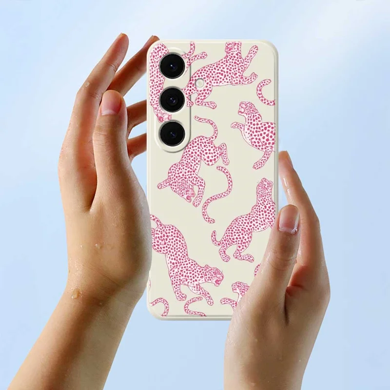 For Samsung Galaxy S25 FE Case Leopards Pattern Printing Straight Edge TPU Phone Back Cover - Beige