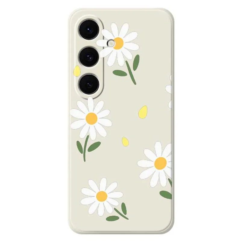 For Samsung Galaxy S25 FE Case Daisy Pattern Printing Straight Edge TPU Phone Back Cover - Beige