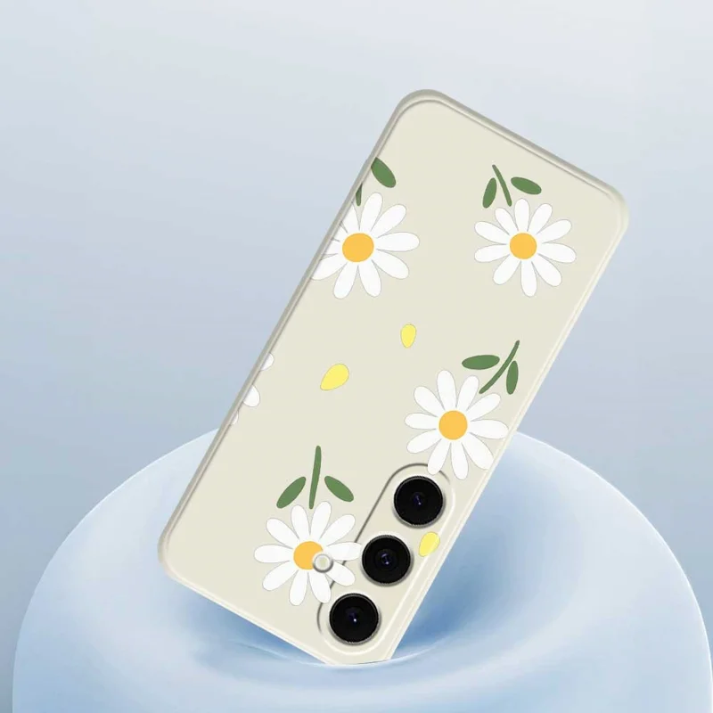 For Samsung Galaxy S25 FE Case Daisy Pattern Printing Straight Edge TPU Phone Back Cover - Beige