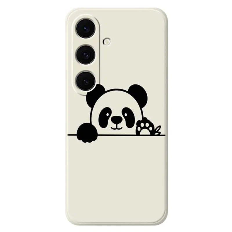 For Samsung Galaxy S25 FE Case Panda Head Pattern Printing Straight Edge TPU Phone Back Cover - Beige