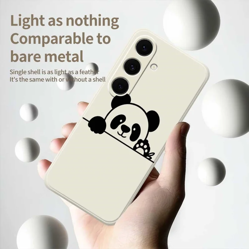 For Samsung Galaxy S25 FE Case Panda Head Pattern Printing Straight Edge TPU Phone Back Cover - Beige
