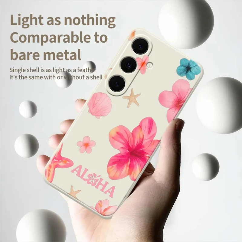 For Samsung Galaxy S25 FE Case Shell Flower Pattern Printing Straight Edge TPU Phone Back Cover - Beige