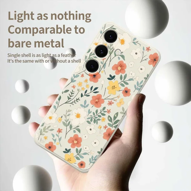 For Samsung Galaxy S25 FE Case Flower Garden Pattern Printing Straight Edge TPU Phone Back Cover - Beige