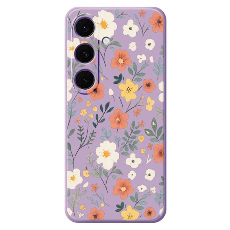 For Samsung Galaxy S25 FE Case Flower Garden Pattern Printing Straight Edge TPU Phone Back Cover - Purple