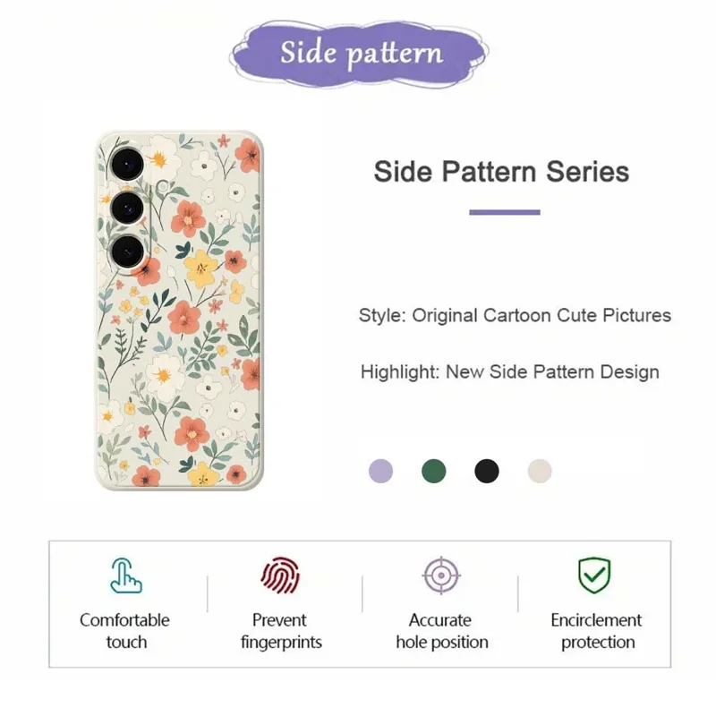 For Samsung Galaxy S25 FE Case Flower Garden Pattern Printing Straight Edge TPU Phone Back Cover - Purple