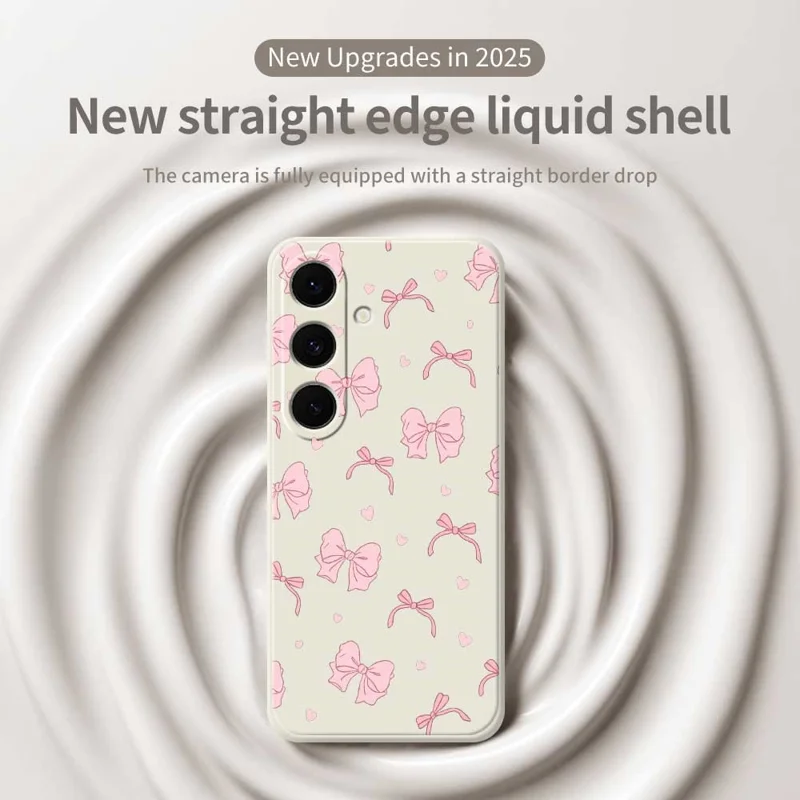 For Samsung Galaxy S25 FE Case Pink Bow Love Pattern Printing Straight Edge TPU Phone Back Cover - Green