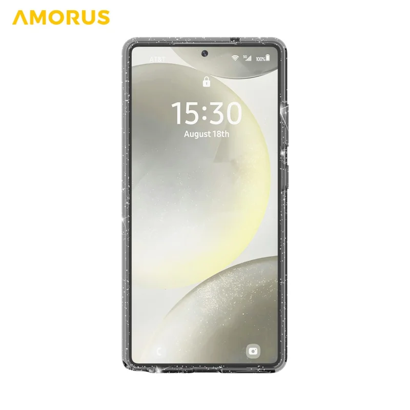 AMORUS Для чехла Samsung Galaxy S25 Ultra Мягкий ТПУ Жесткий ПК Задняя Ударопрочная Крышка Телефона - Блестящий Черный