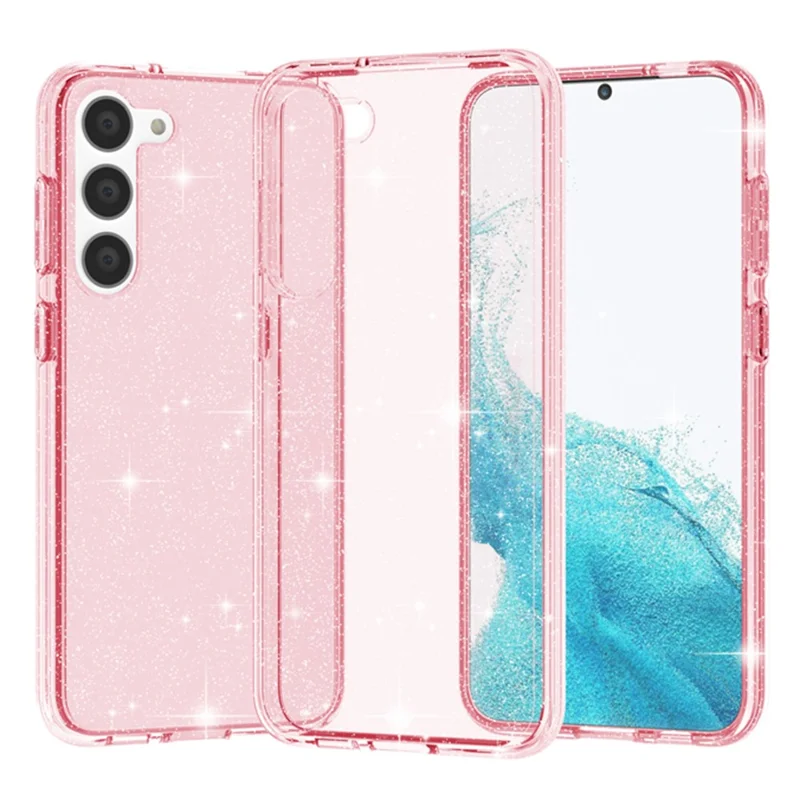AMORUS For Samsung Galaxy S23 Case Soft TPU Hard PC Back Shockproof Phone Cover - Glitter Pink