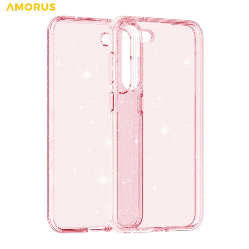 AMORUS For Samsung Galaxy S23 Case Soft TPU Hard PC Back Shockproof Phone Cover - Glitter Pink