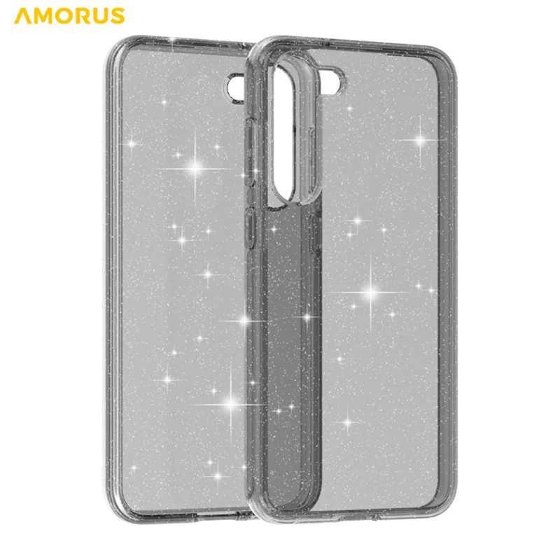 AMORUS For Samsung Galaxy S23+ Case Soft TPU Hard PC Back Shockproof Phone Cover - Glitter Black