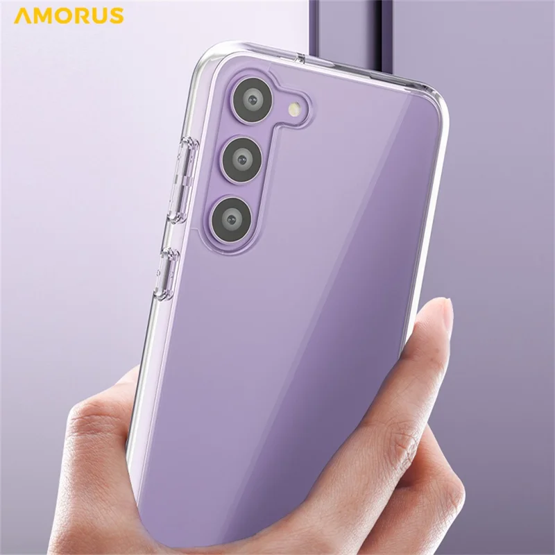 AMORUS For Samsung Galaxy S23+ Case Soft TPU Hard PC Back Shockproof Phone Cover - Glitter Black