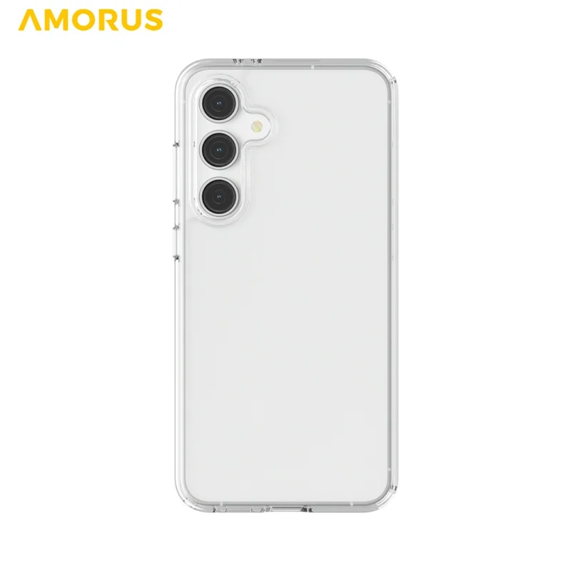 AMORUS For Samsung Galaxy S25 FE Case Soft TPU Hard PC Back Shockproof Phone Cover - Clear White