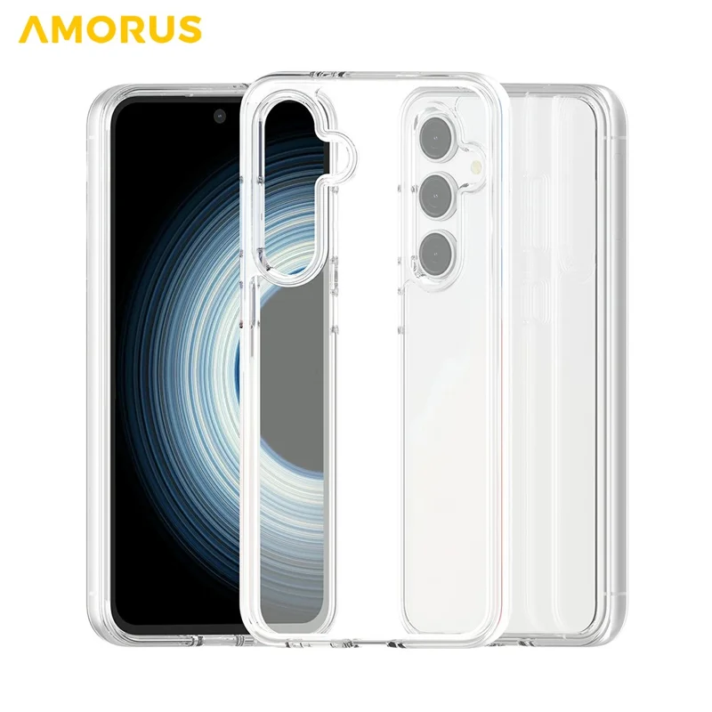 AMORUS For Samsung Galaxy S25 FE Case Soft TPU Hard PC Back Shockproof Phone Cover - Clear White