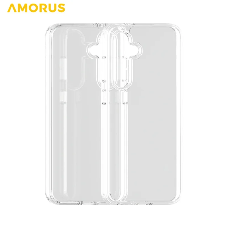 AMORUS For Samsung Galaxy S25 FE Case Soft TPU Hard PC Back Shockproof Phone Cover - Clear White