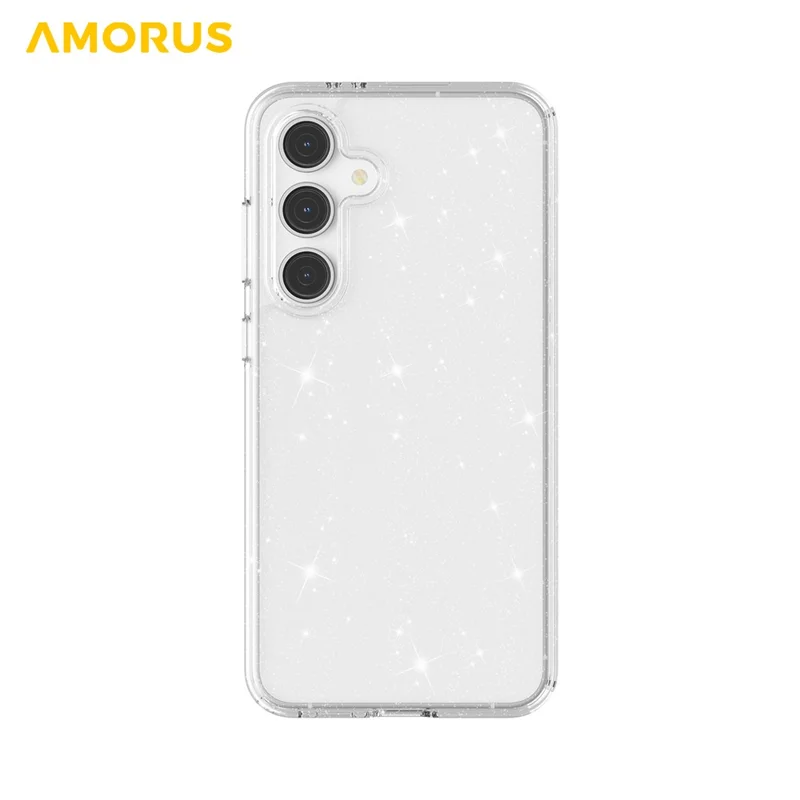Funda AMORUS para Samsung Galaxy S23 FE, Carcasa Híbrida de TPU Suave y PC Duro, Antichoques, Cubierta de Teléfono - Purpurina Blanca