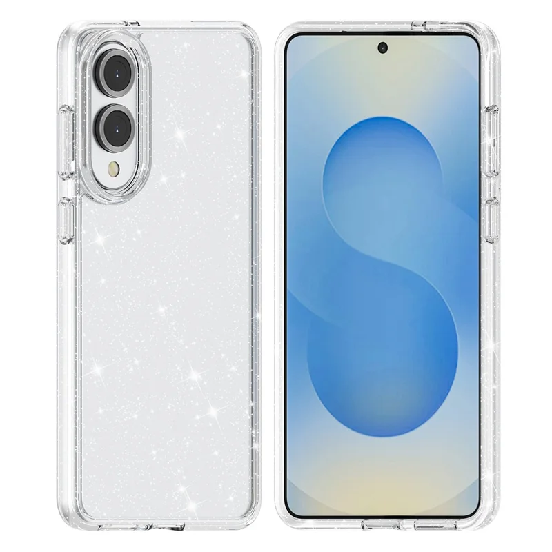 AMORUS For Samsung Galaxy S25 Edge Case Soft TPU Hard PC Back Shockproof Phone Cover - Glitter White