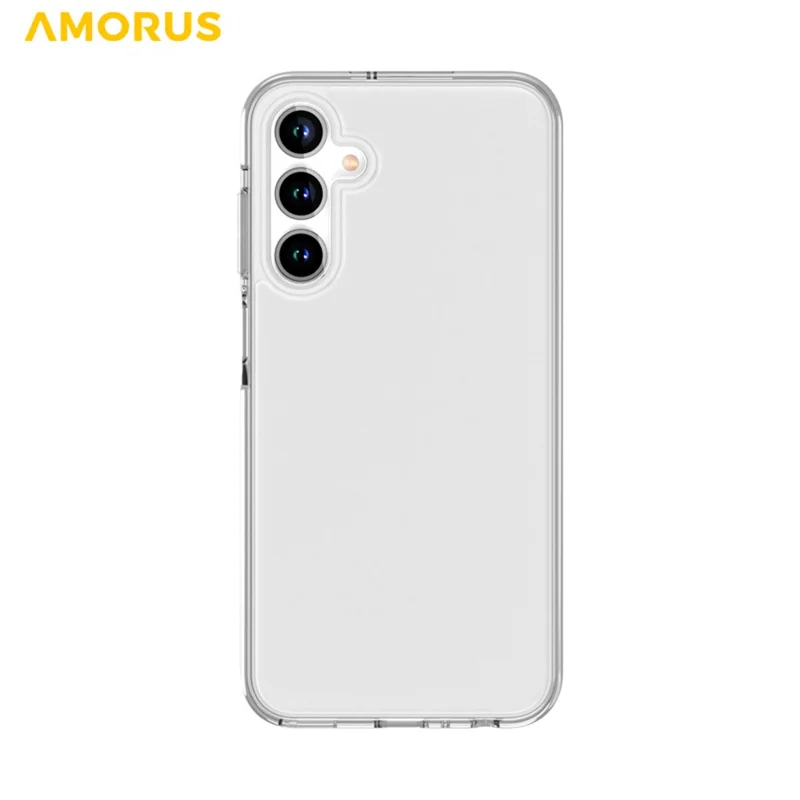 AMORUS Pour Samsung Galaxy A25 5G (Global) (161mm) Étui Souple TPU Dos Dur PC Antichoc Housse de Téléphone - Blanc Transparent