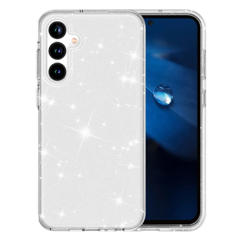 AMORUS Capa para Samsung Galaxy A35 5G, Capa Traseira Suave de TPU e PC Rígido à Prova de Choque - Branco Glitter