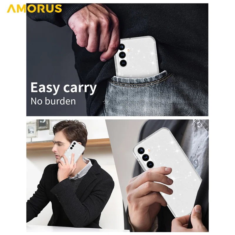 AMORUS For Samsung Galaxy A36 5G / A56 5G Case Soft TPU Hard PC Back Shockproof Phone Cover - Glitter White