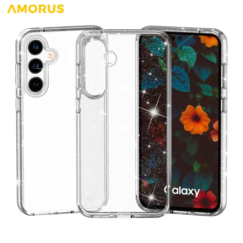 AMORUS For Samsung Galaxy A36 5G / A56 5G Case Soft TPU Hard PC Back Shockproof Phone Cover - Glitter White