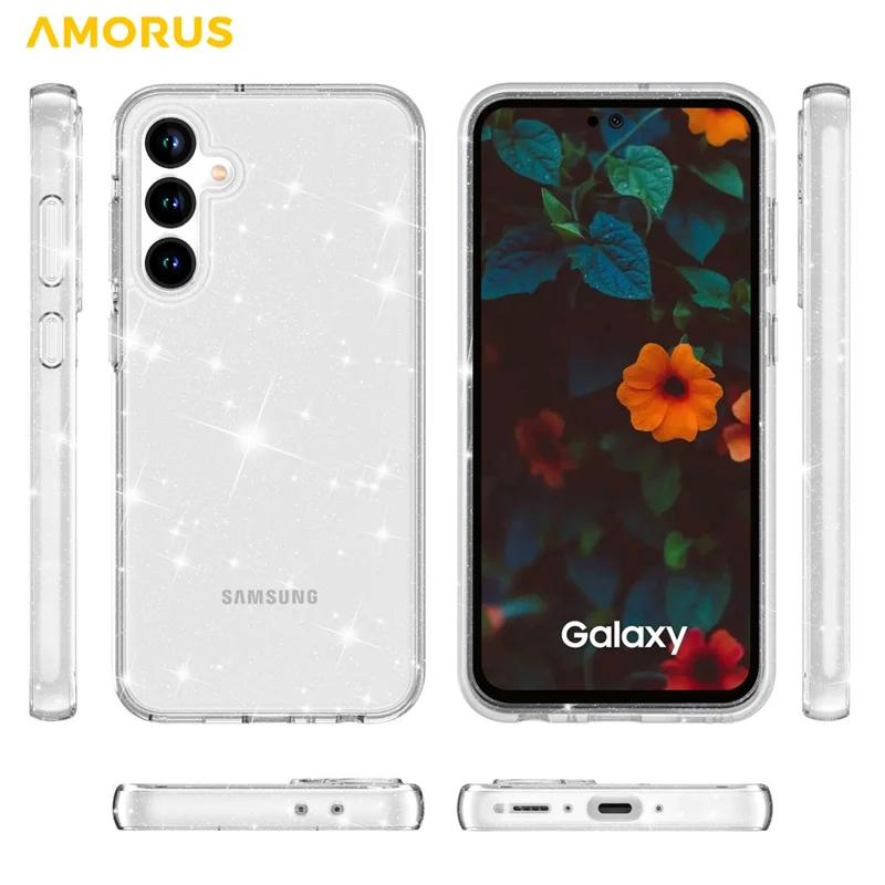 AMORUS For Samsung Galaxy A36 5G / A56 5G Case Soft TPU Hard PC Back Shockproof Phone Cover - Glitter White