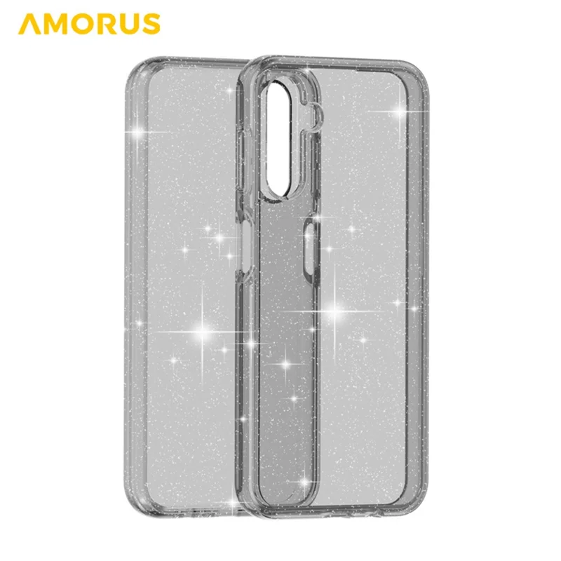 AMORUS For Samsung Galaxy A14 5G / 4G Case Soft TPU Hard PC Back Shockproof Phone Cover - Glitter Black