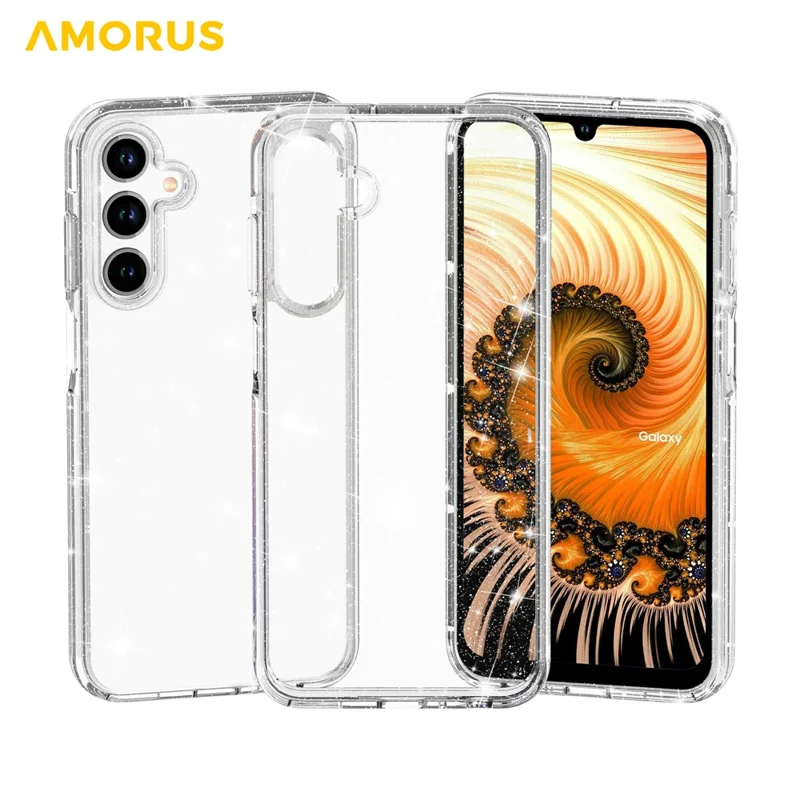 AMORUS For Samsung Galaxy A26 5G / A17 5G Case Soft TPU Hard PC Back Shockproof Phone Cover - Glitter White