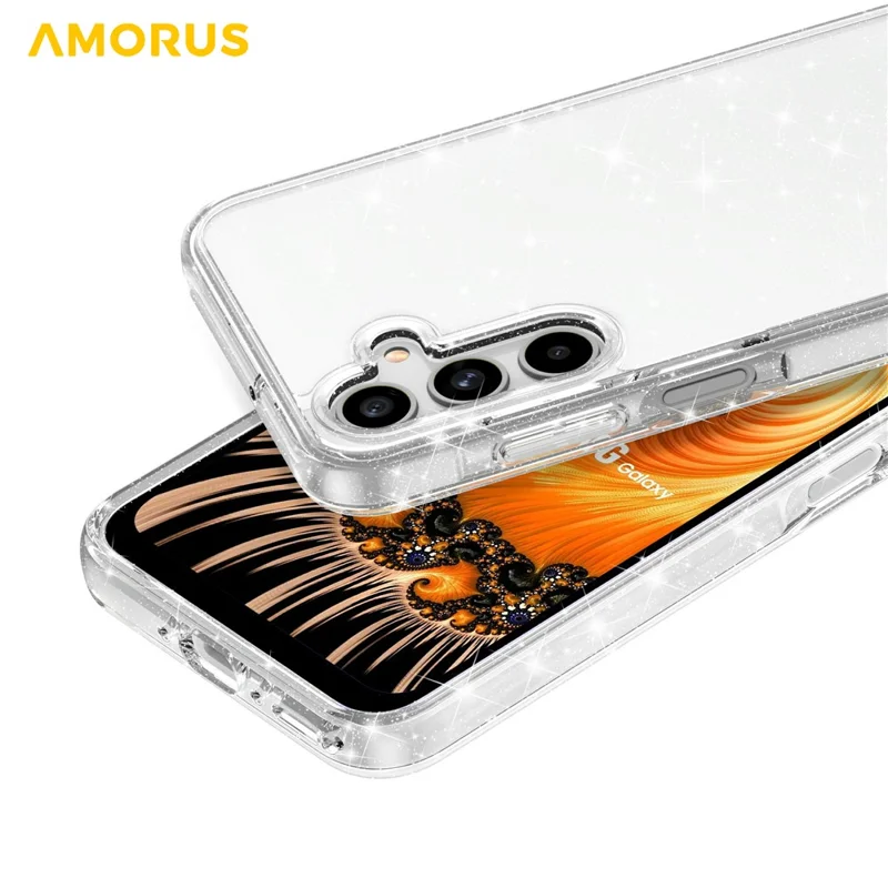 AMORUS For Samsung Galaxy A26 5G / A17 5G Case Soft TPU Hard PC Back Shockproof Phone Cover - Glitter White