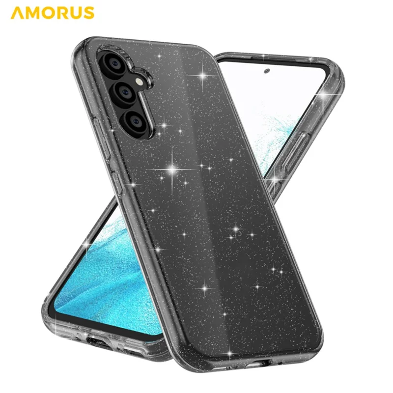 AMORUS For Samsung Galaxy A54 5G Case Soft TPU Hard PC Back Shockproof Phone Cover - Glitter Black
