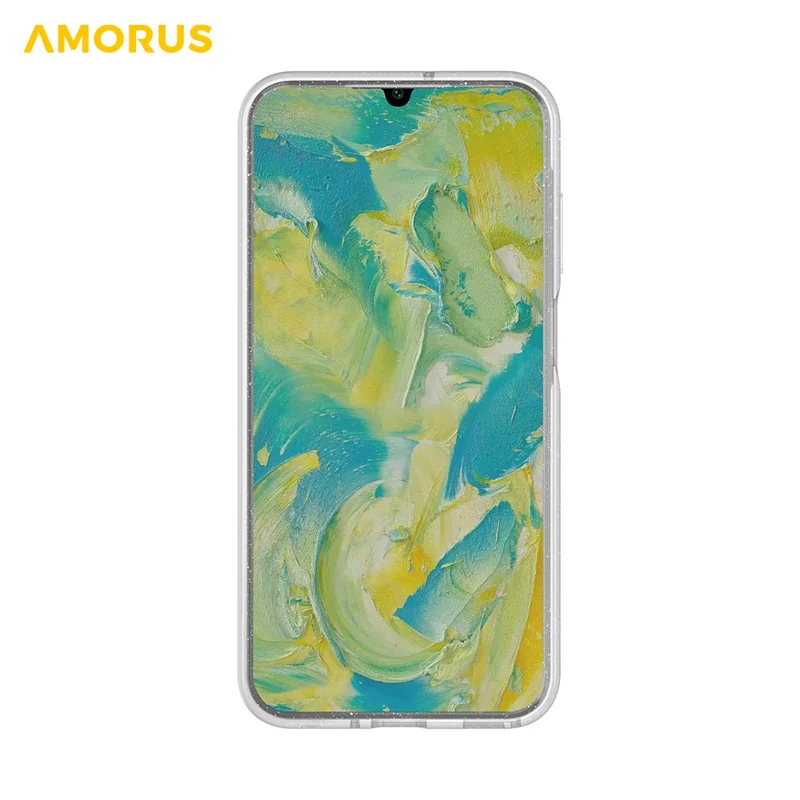 AMORUS For Samsung Galaxy A16 5G Case Soft TPU Hard PC Back Shockproof Phone Cover - Glitter White