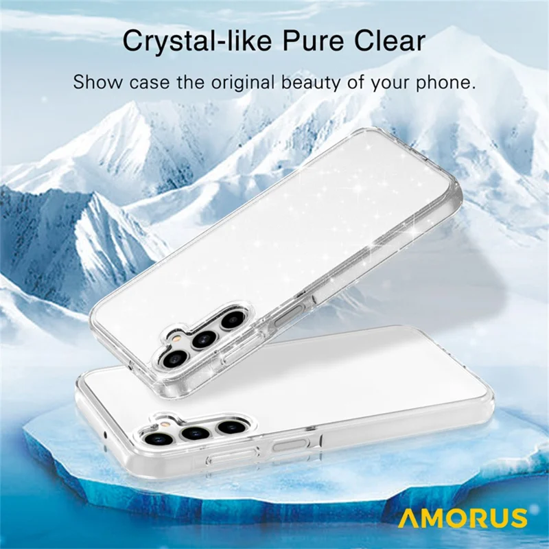 AMORUS For Samsung Galaxy A16 5G Case Soft TPU Hard PC Back Shockproof Phone Cover - Glitter White