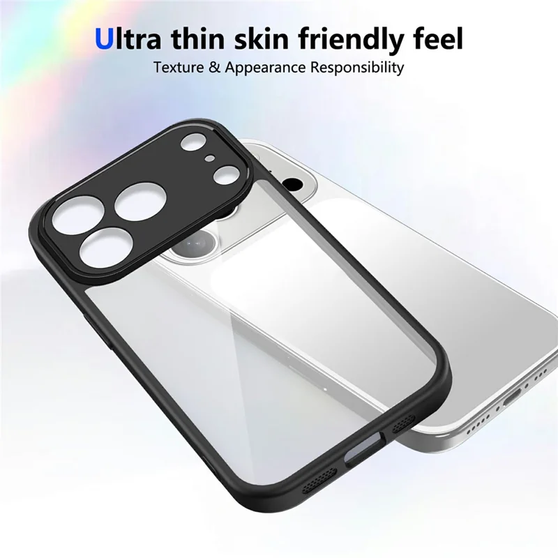 For iPhone 17 Pro Case Matte Skin Touch Clear PC + TPU Shockproof Phone Back Cover - Zwart