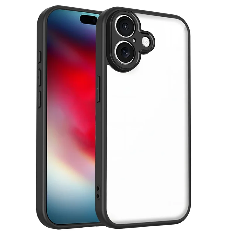 For iPhone 17 Case Matte Skin Touch Clear PC + TPU Shockproof Phone Back Cover - Black