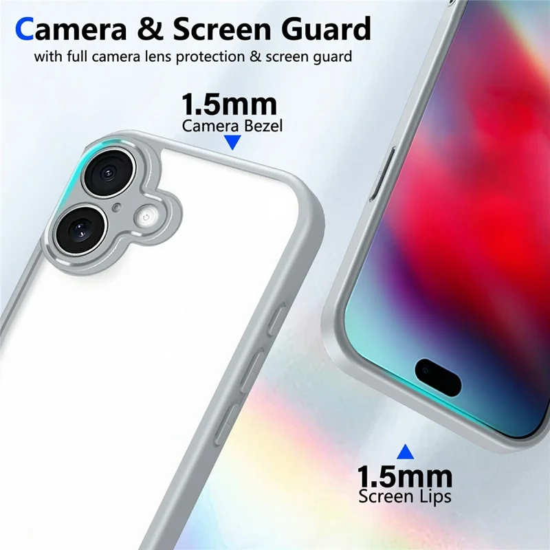 Voor iPhone 17 hoesje mat met aanraking van de huid duidelijk PC + TPU stootvaste telefoon achterklep - Grijs