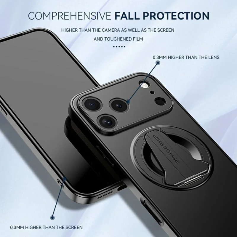 Voor iPhone 17 Pro-hoesje, compatibel met MagSafe, verborgen standaard, matte behuizing van PC en TPU met softtouchafwerking - Zwart
