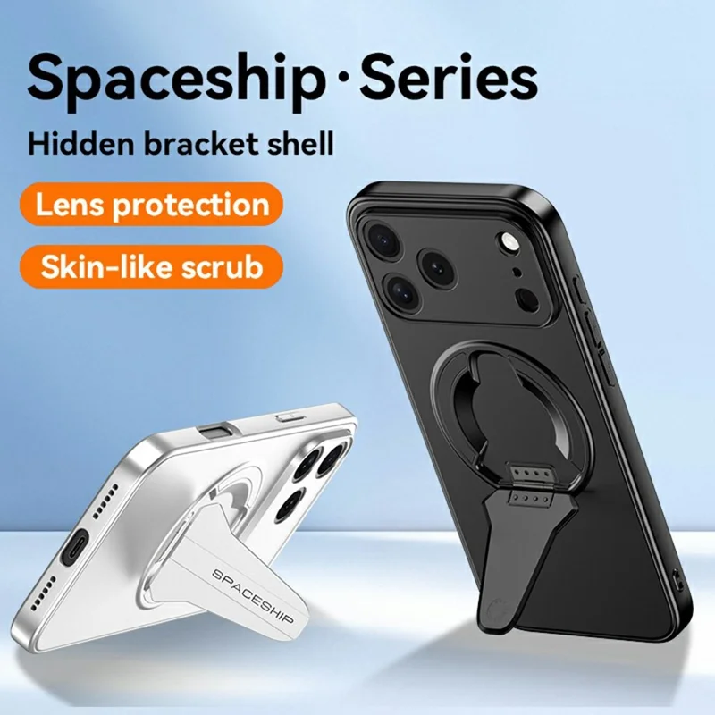 For iPhone 17 Pro Max Case Compatible with MagSafe Hidden Kickstand Skin-Feel Matte PC TPU Phone Back Cover - Black