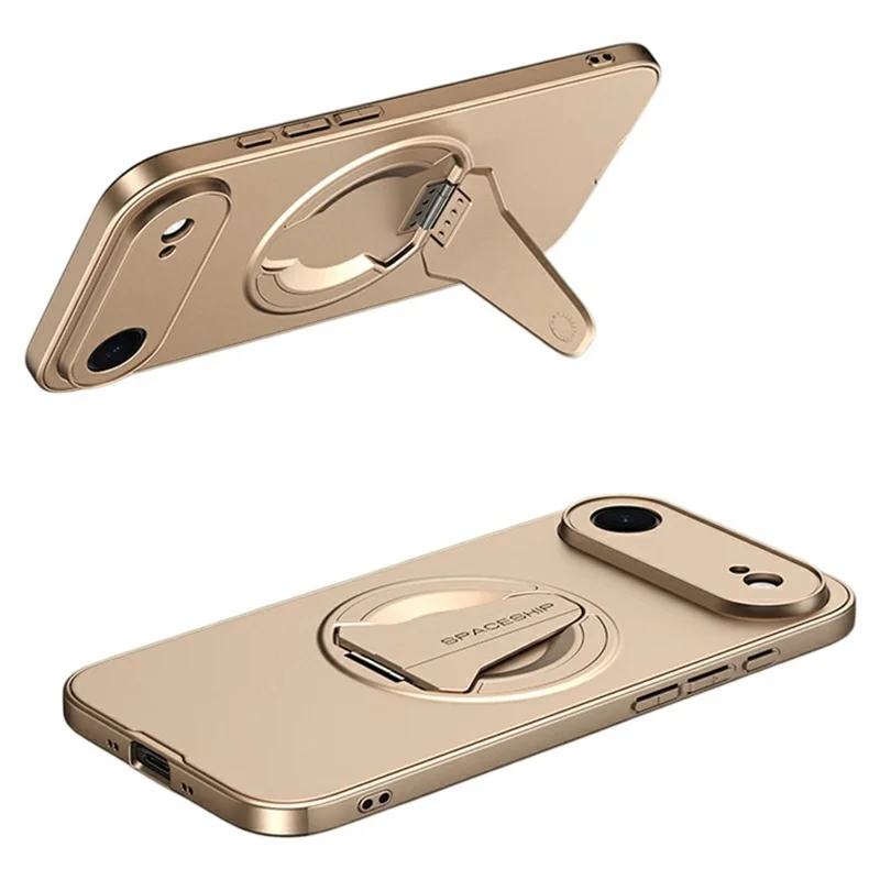 For iPhone Air Case Compatible with MagSafe Hidden Kickstand Skin-Feel Matte PC TPU Phone Back Cover - Desert Gold