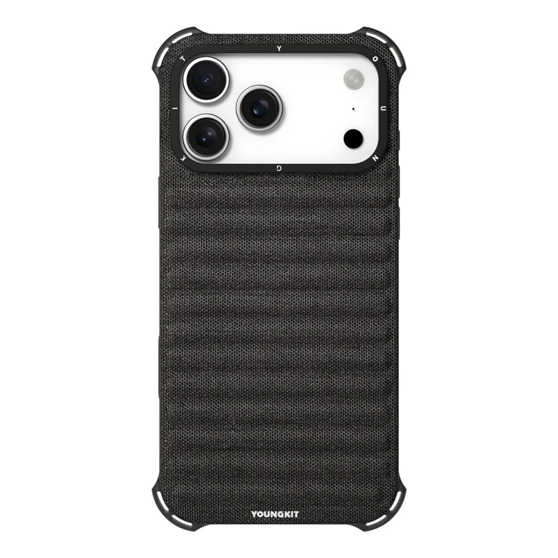 YOUNGKIT For iPhone 17 Pro Magnetic Case Jeans Cloth Texture TPU Canvas Phone Back Cover - Black