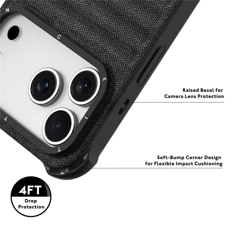 YOUNGKIT For iPhone 17 Pro Magnetic Case Jeans Cloth Texture TPU Canvas Phone Back Cover - Black