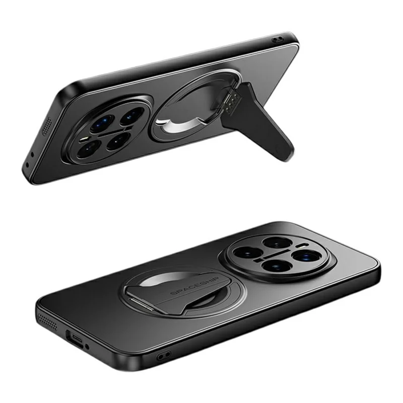 For Honor Magic7 Pro 5G Magnetic Case Hidden Kickstand Skin-Feel Matte PC TPU Phone Back Cover - Black