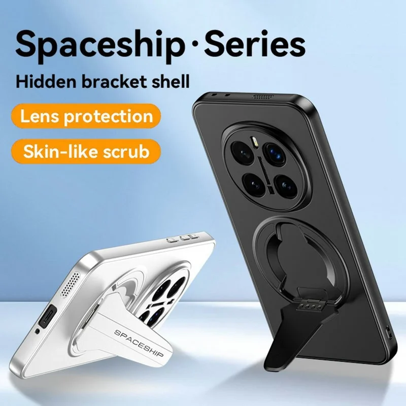 For Honor Magic7 Pro 5G Magnetic Case Hidden Kickstand Skin-Feel Matte PC TPU Phone Back Cover - Black