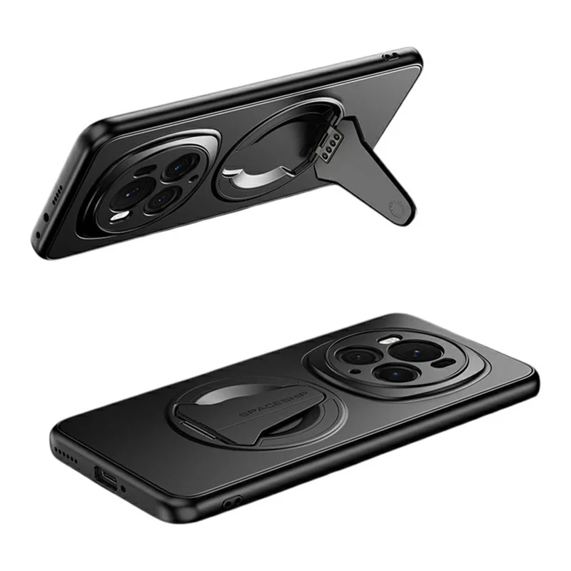 For Honor Magic6 Pro 5G Magnetic Case Hidden Kickstand Skin-Feel Matte PC TPU Phone Back Cover - Black