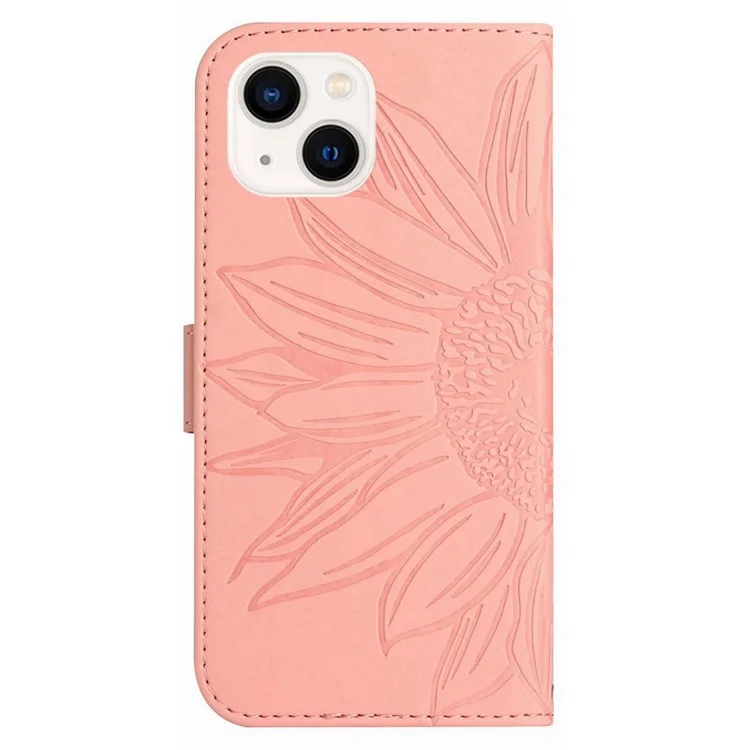 Per Iphone 13 Mini Mini 5,4 Pollici HT04 Skin-touch in Pelle di Girasole Impronte di Girasole Impronta - Rosa Chiaro