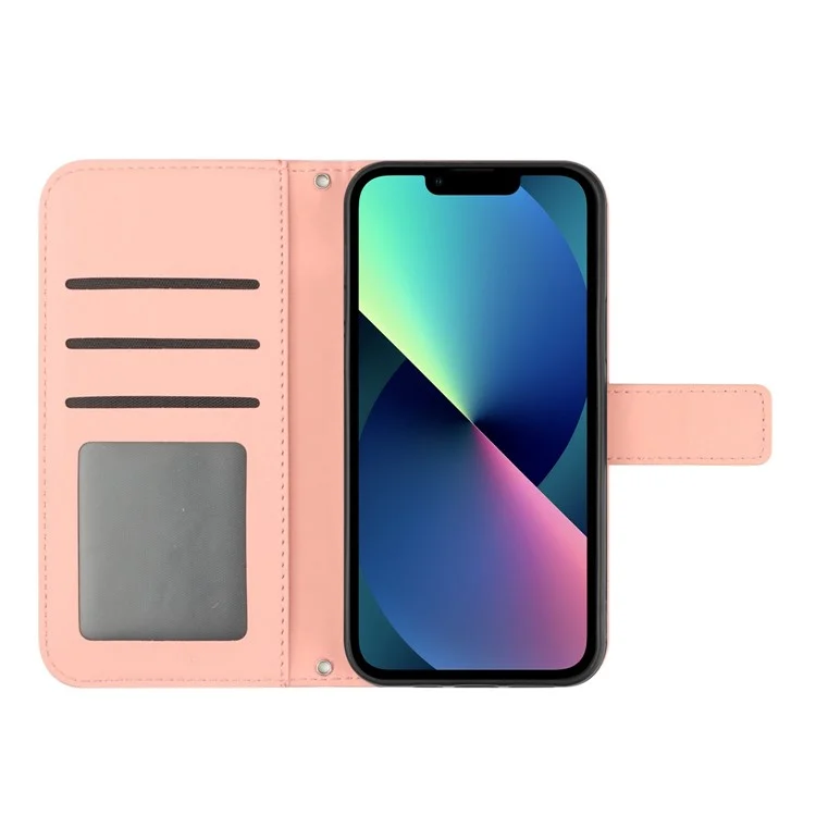 Per Iphone 13 Mini Mini 5,4 Pollici HT04 Skin-touch in Pelle di Girasole Impronte di Girasole Impronta - Rosa Chiaro